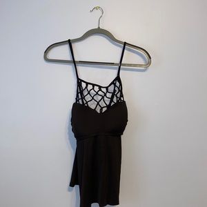 APT 9. Racer Back Black Tankini Top Swimsuit